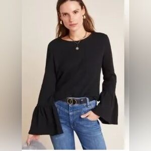 Zara Black Flared Sleeve Blouse